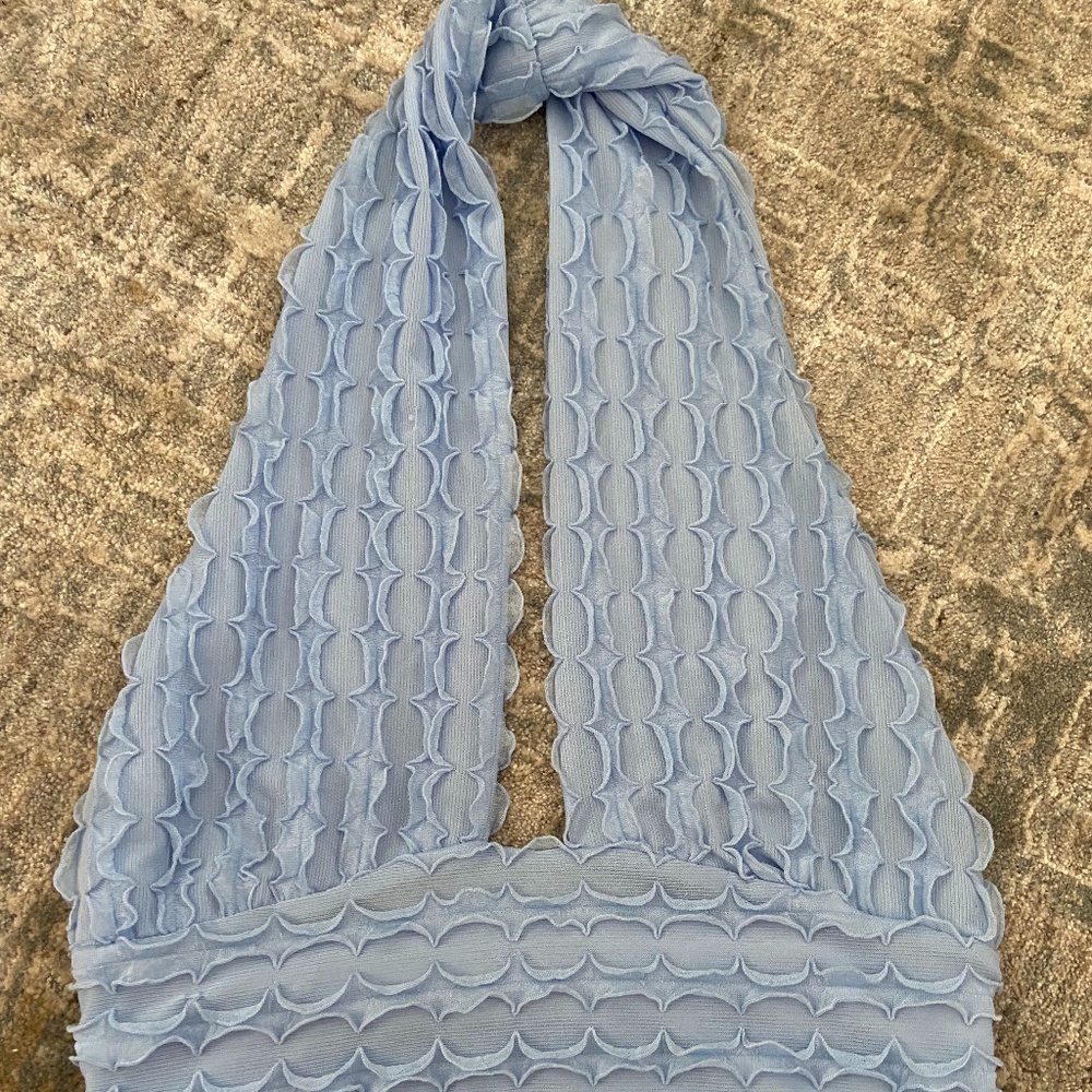 Halter High Neck Light Blue Top